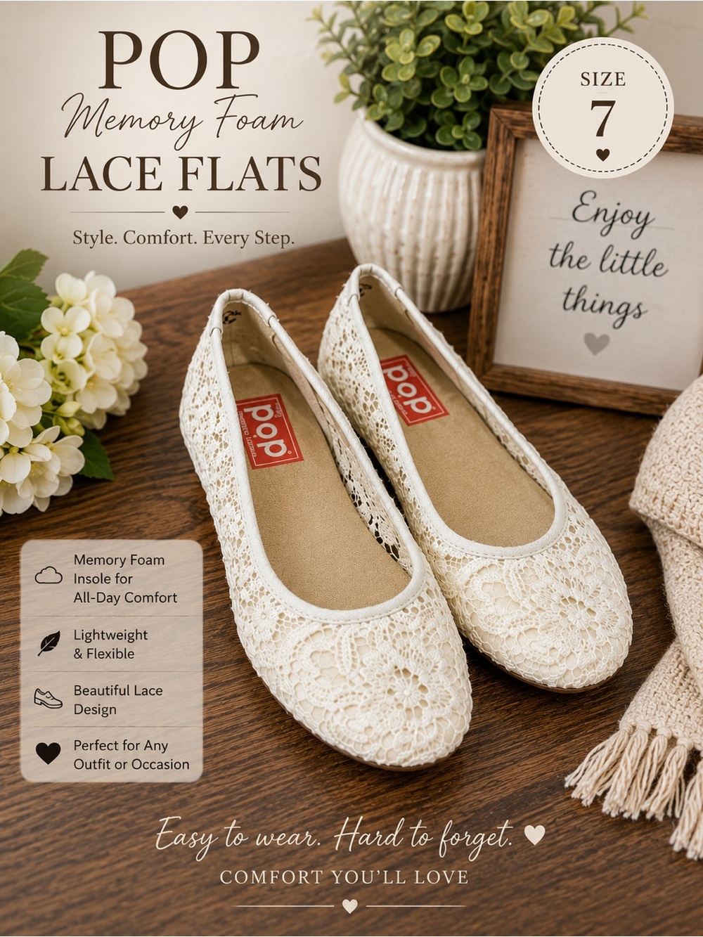 Pop memory foam lace shoe
